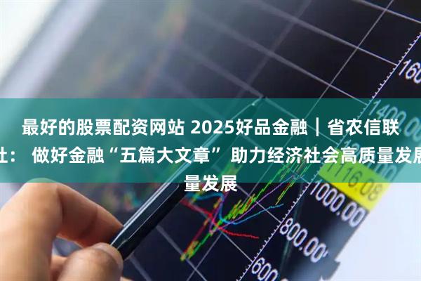 最好的股票配资网站 2025好品金融┃省农信联社： 做好金融“五篇大文章” 助力经济社会高质量发展