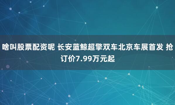 啥叫股票配资呢 长安蓝鲸超擎双车北京车展首发 抢订价7.99万元起